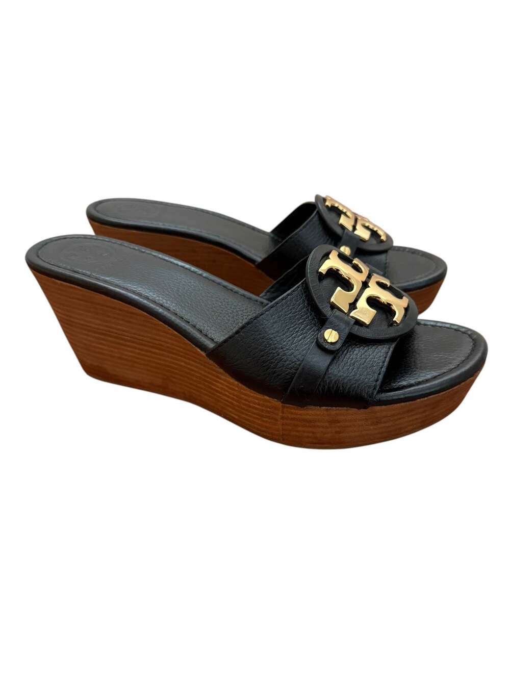 Tory Burch Patti 3 Mid Wedge Wood Platform in Black Women’s Size 9 M